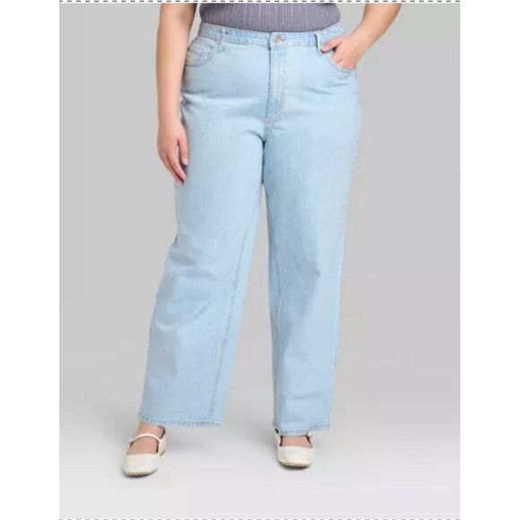 WOMEN'S 90s RELAXED STRAIGHT MID-RISE STRETCH-WILD FABLE SIZE 17 Glitter Light - Picture 1 of 4